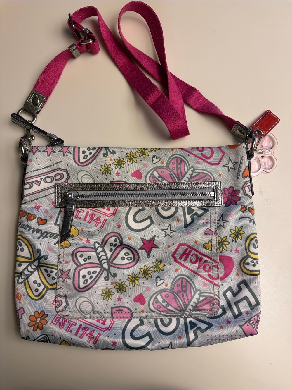 Coach Poppy Butterfly Graffiti Crossbody